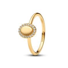 Engravable 14k gold-plated ring with clear cubic zirconia 163800C01-54