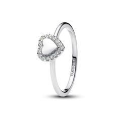 Engravable heart sterling silver ring with clear cubic zirconia 193801C01-54