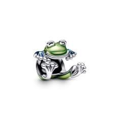 Frog sterling silver charm with transparent blue and green enamel 793342C01