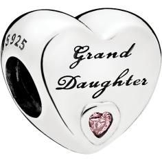 Granddaughter&#39;s Love Silver Charm w Pink CZ 796261PCZ