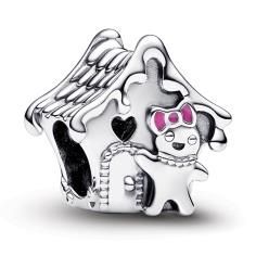 Gingerbread house sterling silver charm with pink, red and green enamel 792823C01