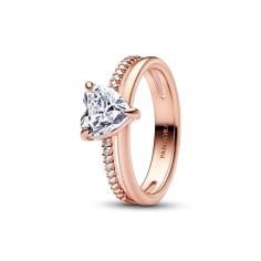 Heart 14k rose gold-plated ring with clear cubic zirconia 183100C01-54