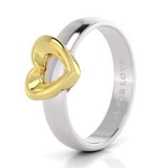 Heart sterling silver and 14k gold-plated ring 162504C00-50