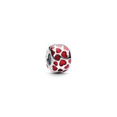 Hearts sterling silver clip with transparent red enamel 793679C01