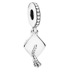 Graduation Cap Hanging Silver Charm 791892