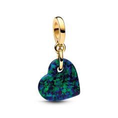 Heart 14k gold-plated dangle with green blue lab-created opal 763348C01