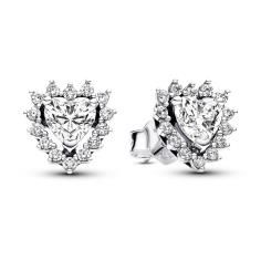 Heart sterling silver stud earrings with clear cubic zirconia 293097C01