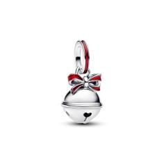Holiday bell sterling silver dangle with red enamel 794246C01