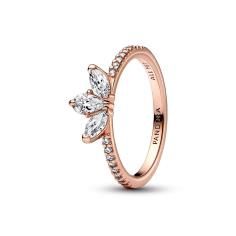 Herbarium cluster 14k rose gold-plated ring with clear cubic zirconia 182392C01-56
