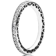 Hearts of PANDORA Silver Ring Band w CZ 190963CZ-58
