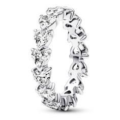 Hearts sterling silver ring with clear cubic zirconia 193103C01-56
