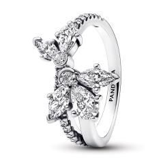 Herbarium cluster sterling silver ring with clear cubic zirconia 193023C01-56