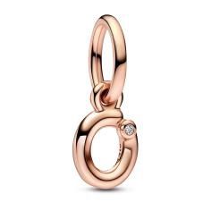Letter o 14k rose gold-plated dangle with clear cubic zirconia 782468C01
