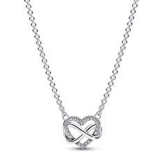 Infinity heart sterling silver necklace with clear cubic zirconia 392666C01-50