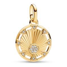 Light 14k gold-plated medallion with clear cubic zirconia 763039C01