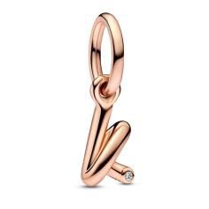 Letter k 14k rose gold-plated dangle with clear cubic zirconia 782460C01