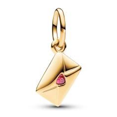Love envelope 14k gold-plated dangle with red cubic zirconia 762606C01