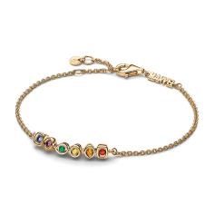 Marvel 14k gold-plated bracelet with red, orange, yellow, green, purple and blue crystal 562960C01-18