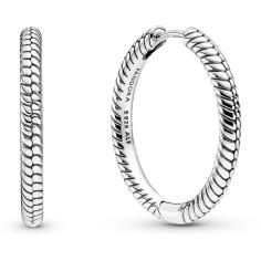 Moments Snake Chain Silver Hoop Earrings 299532C00