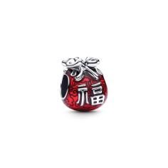 Lucky bag sterling silver charm with red enamel 793620C01
