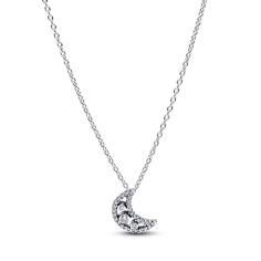 Moon sterling silver pendant necklace with clear cubic zirconia 394259C01-50