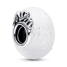 Mum sterling silver charm with dichroic and white Murano glass 792655C00