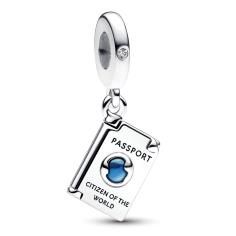 Passport sterling silver dangle with clear cubic zirconia and shaded blue enamel 792680C01