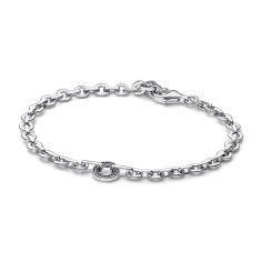 Pandora logo sterling silver bracelet with clear cubic zirconia 592777C01-16
