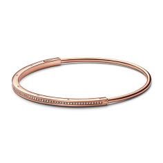 Pandora logo 14k rose gold-plated bangle with clear cubic zirconia 582313C01-2