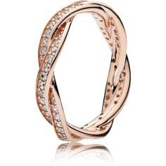 PANDORA Rose Twist of Fate Ring Band w Clear CZ 180892CZ-50