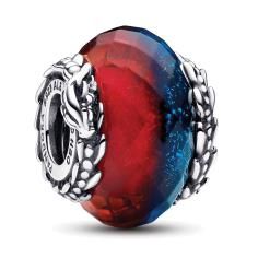Project House Ice and Fire sterling silver charm with faceted red and blue Murano glass 792966C00