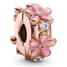 Pandora Rose Pink Daisy Spacer Clip w Pink Enamel   CZ 788809C01