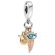 Pandora Shine Spirituality Hanging Charm w Pandora Rose, Turquiose Enamel   CZ 768785C01