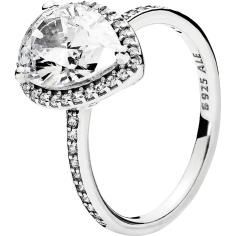 Radiant Teardrop Silver Feature Ring w Clear CZ 196251CZ-54