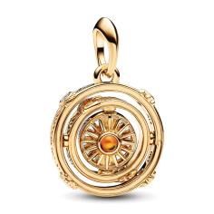 Project House spinning Astrolabe 14k gold-plated dangle with honey coloured crystal and clear cubic zirconia 762971C01
