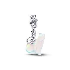 Polarbears sterling silver dangle with clear cubic zirconia and aurora lab-grown opal resin 794243C01