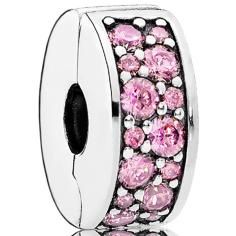 Pink Shining Elegance Silver Spacer Clip w Pink CZ 791817PCZ