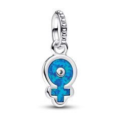 Powerful women sterling silver dangle with blue lab-created opal 793181C01