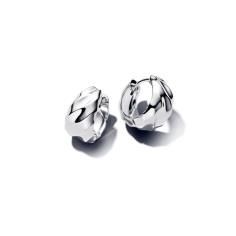 Rippled sterling silver hoop earrings 293874C00