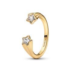 Shooting star 14k gold-plated open ring with clear cubic zirconia 163582C01-54