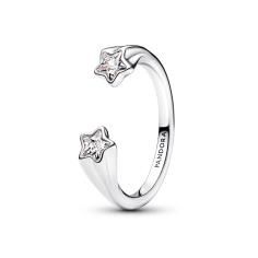 Shooting star sterling silver open ring with clear cubic zirconia 193582C01-54