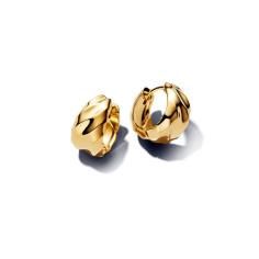 Rippled 14k gold-plated hoop earrings 263874C00