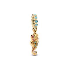 Seahorse 14k gold-plated dangle with clear cubic zirconia, capri blue crystal and phlox pink crystal 763895C01