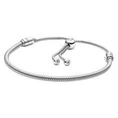 Snake chain sterling silver bracelet with clear cubic zirconia 599652C01-2