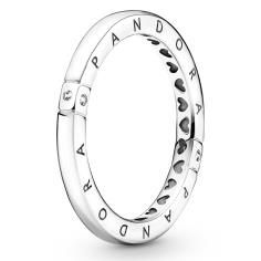 Stackable Smooth Logo Silver Ring w Clear CZ
