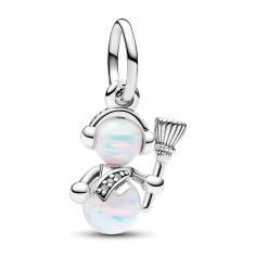 Snowman sterling silver dangle with white lab-created opal and clear cubic zirconia 792981C01