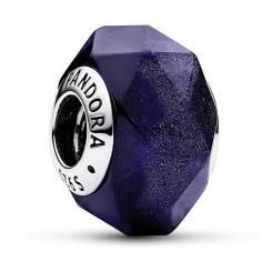 Sterling silver charm with faceted aventurine blue Murano glass 792984C00