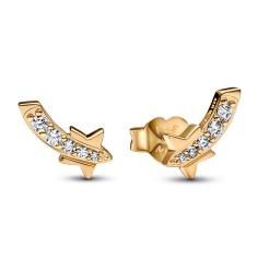 Shooting star 14k gold-plated stud earrings with clear cubic zirconia 262375C01