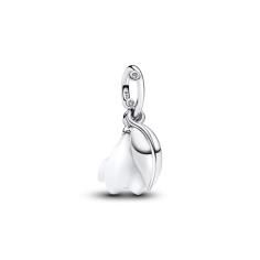 Snowdrop flower sterling silver dangle with clear cubic zirconia and white Murano glass 794239C01