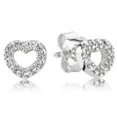 Silver Stud Earrings, CZ Hearts 290528CZ